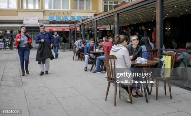 Pristina, Kosovo Street café in Pristina on March 30, 2017 in Pristina, Kosovo.