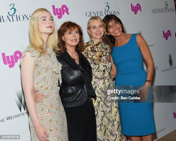 Actresses Elle Fanning, Susan Sarandon, Naomi Watts and director Gaby Dellal attend a special screening of '3 Generations' hosted by The Weinstein...