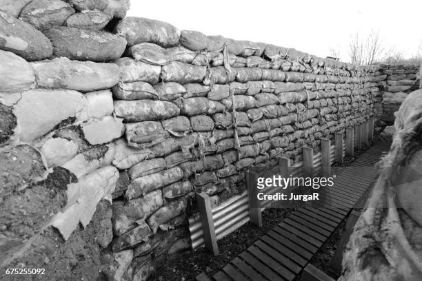 fossa dello yorkshire e trincee scavate nella prima guerra mondiale a ypres in belgio - national day of belgium 2016 foto e immagini stock
