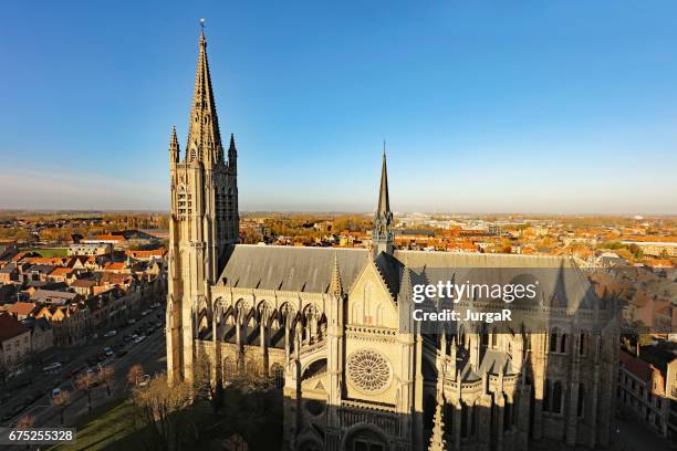 ypres cathedral in belgium - ieper stock pictures, royalty-free photos & images