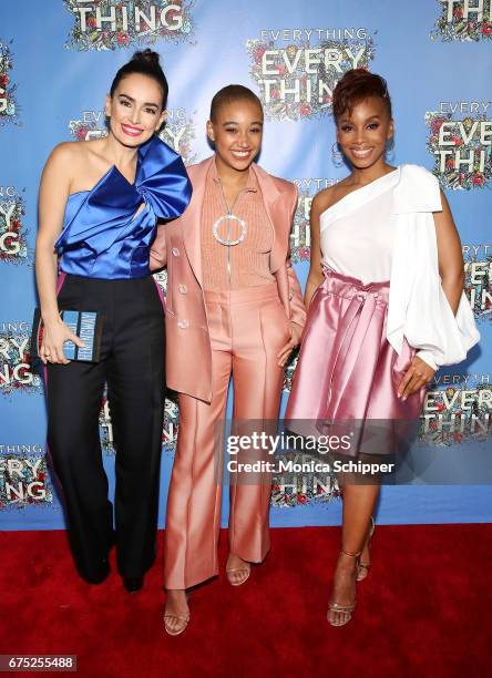 Actors Ana de la Reguera, Amandla Stenberg and Anika Noni Rose attend the "Everything, Everything" New York Screening at The Metrograph on April 30,...