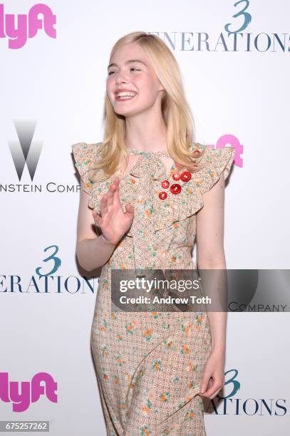 Actor Elle Fanning attends a screening of "3 Generations" hosted by The Weinstein Company at the Whitby Hotel on April 30, 2017 in New York City.