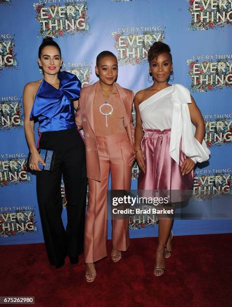 Actors Ana de la Reguera, Amandla Stenberg and Anika Noni Rose attend the "Everything, Everything" New York Screening at The Metrograph on April 30,...