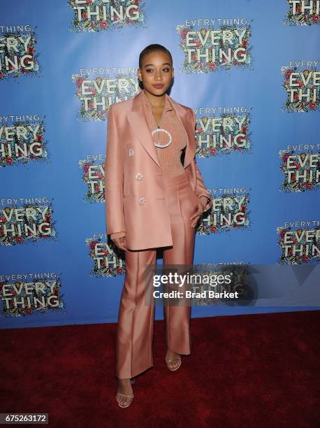 Actor Amandla Stenberg attends the "Everything, Everything" New York Screening at The Metrograph on April 30, 2017 in New York City.