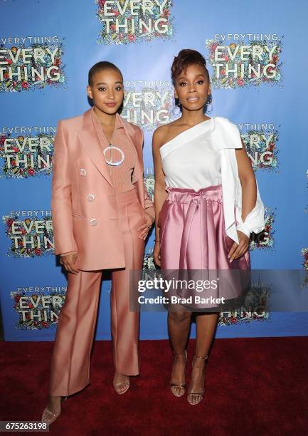 Actor Amandla Stenberg and Anika Noni Rose attend the "Everything, Everything" New York Screening at The Metrograph on April 30, 2017 in New York...