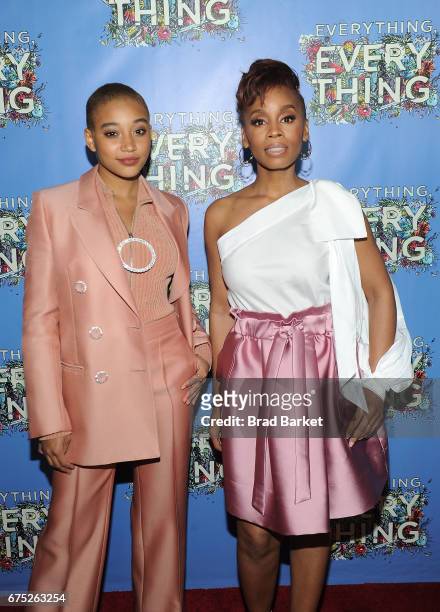 Actor Amandla Stenberg and Anika Noni Rose attend the "Everything, Everything" New York Screening at The Metrograph on April 30, 2017 in New York...