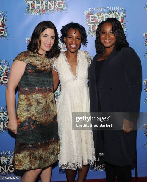 Producer Elysa Koplovitz Dutton, writer Nicola Yoon and director Stella Meghie attend the "Everything, Everything" New York Screening at The...