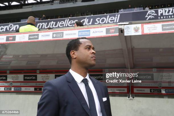 Patrick Kluivert of Paris Saint-Germain pose before the French Ligue 1 match between OGC Nice and Paris Saint-Germain at Allianz Arena on April 30,...