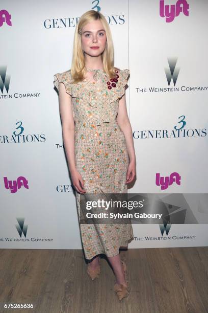 Elle Fanning attends The Weinstein Company and Lyft host a special screening of "3 Generations" on April 30, 2017 in New York City.