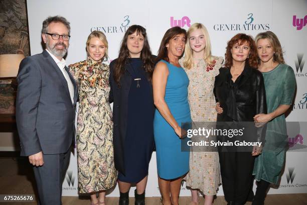 Peter Saraf, Naomi Watts, Nikole Beckwith, Gaby Dellal, Elle Fanning, Susan Sarandon and Linda Emond attend The Weinstein Company and Lyft host a...