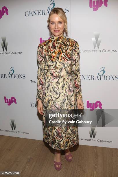 Naomi Watts attends The Weinstein Company and Lyft host a special screening of "3 Generations" on April 30, 2017 in New York City.