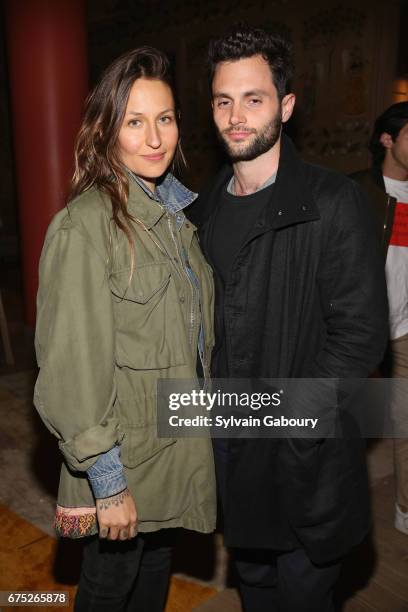 Domino Kirke and Penn Badgley attend The Weinstein Company and Lyft host a special screening of "3 Generations" on April 30, 2017 in New York City.