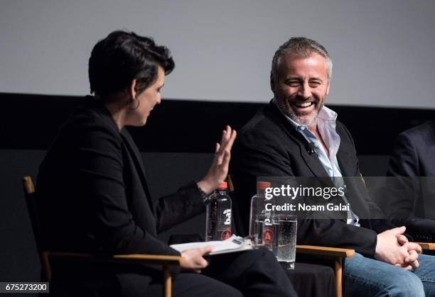 Stacey Wilson Hunt and Matt LeBlanc speak onstage at the Tribeca TV: "Episodes" panel during 2017 Tribeca Film Festival on April 30, 2017 in New York...