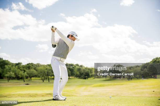 Haru Nomura of Japan plays her third shot at the sixteenth hole during the final round of the Volunteers of America North Texas Shootout at Las...