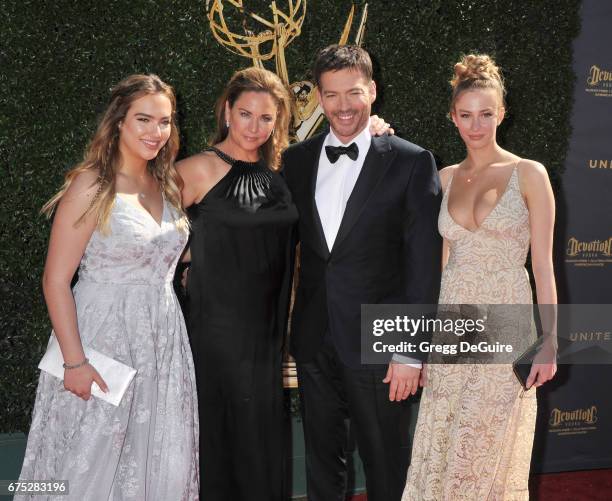 Harry Connick, Jr., wife Jill Goodacre and daughters arrive at the 44th Annual Daytime Emmy Awards at Pasadena Civic Auditorium on April 30, 2017 in...