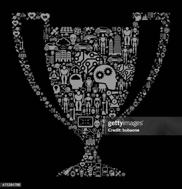 trophäe-zukunft und futuristische technologie schwarze symbol hintergrund - sport industry awards stock-grafiken, -clipart, -cartoons und -symbole