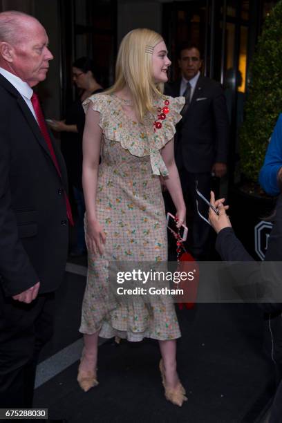 Actress Elle Fanning is seen in the Upper East Side on April 30, 2017 in New York City.