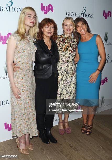 Actresses Elle Fanning, Susan Sarandon, Naomi Watts and director Gaby Dellal attend the screening of "3 Generations" hosted by The Weinstein Company...