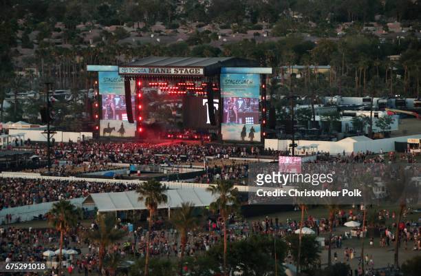 An aerial view of the Toyota Mane Stage during day 3 of 2017 Stagecoach California's Country Music Festival at the Empire Polo Club on April 30, 2017...