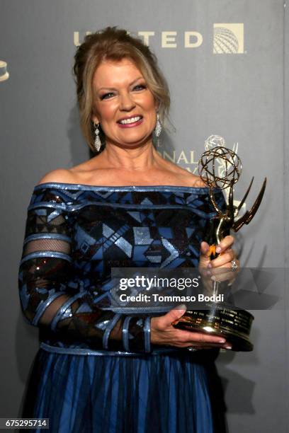 Mary Hart poses in the Press Room during the 44th Annual Daytime Emmy Awards at Pasadena Civic Auditorium on April 30, 2017 in Pasadena, California.