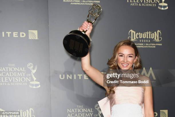 Lexi Ainsworth poses in the Press Room during the 44th Annual Daytime Emmy Awards at Pasadena Civic Auditorium on April 30, 2017 in Pasadena,...