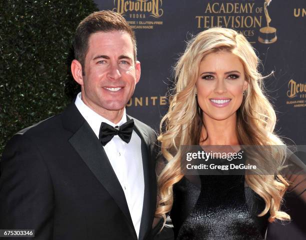 Christina El Moussa and Tarek El Moussa arrive at the 44th Annual Daytime Emmy Awards at Pasadena Civic Auditorium on April 30, 2017 in Pasadena,...