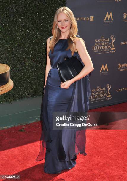 Actress Marci Miller arrives at the 44th Annual Daytime Emmy Awards at Pasadena Civic Auditorium on April 30, 2017 in Pasadena, California.