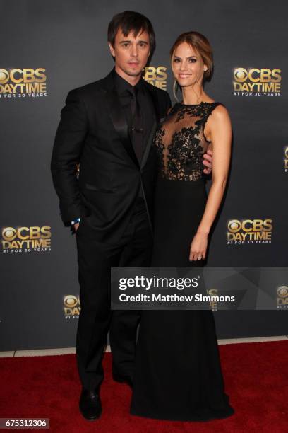 Actors Darin Brooks and Kelly Kruger attend the CBS Daytime Emmy after party at Pasadena Civic Auditorium on April 30, 2017 in Pasadena, California.