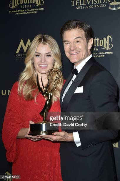 Daphne Oz and Dr. Mehmet Oz attend the 44th Annual Daytime Emmy Awards - Press Room at Pasadena Civic Auditorium on April 30, 2017 in Pasadena,...
