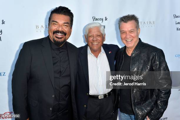 George Lopez, Lee Trevino and Eddie Van Halen attend the George Lopez Foundation 10th Anniversary Celebration Party at Baltaire on April 30, 2017 in...