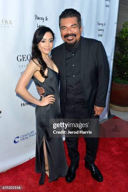 Aimee Garcia and George Lopez attend the George Lopez Foundation 10th Anniversary Celebration Party at Baltaire on April 30, 2017 in Los Angeles,...