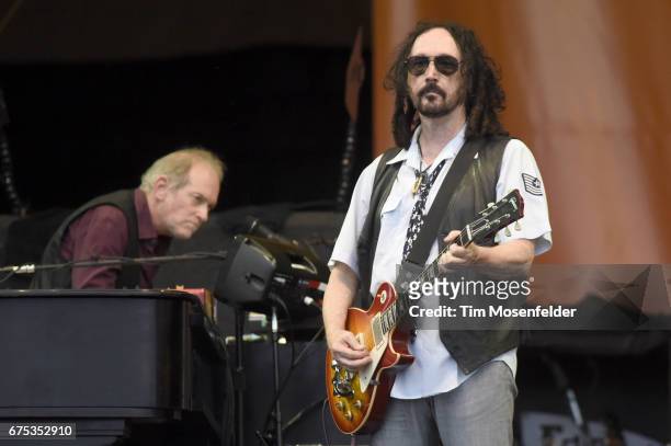 Benmont Tench and Mike Campbell of Tom Petty and The Heartbreakers perform during the 2017 New Orleans Jazz & Heritage Festival at Fair Grounds Race...