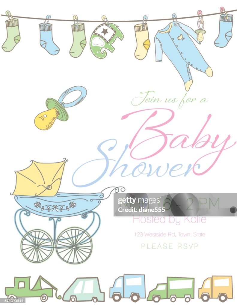 Plantilla de invitación de bebé ducha