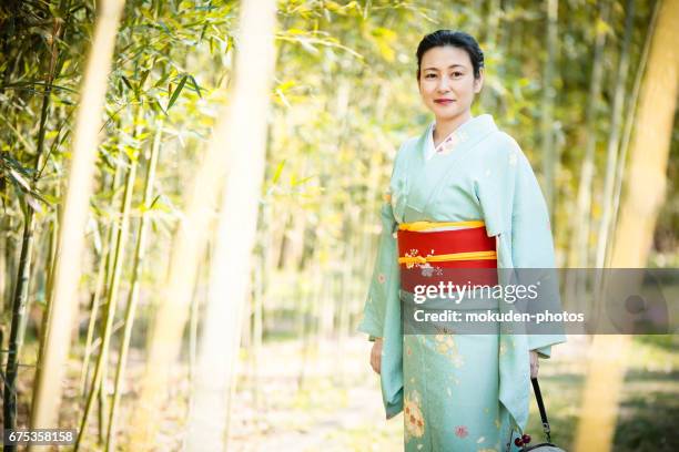 kimono and japanese women in kyoto - 全身 stock pictures, royalty-free photos & images