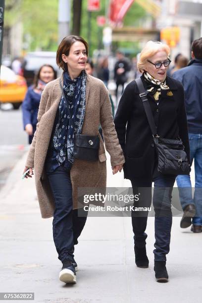 Sarah Paulson and girlfriend Holland Taylor seen out in Manhattan on April 30, 2017 in New York City.