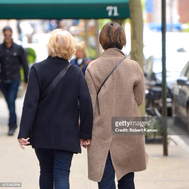 Sarah Paulson and girlfriend Holland Taylor seen out in Manhattan on April 30, 2017 in New York City.