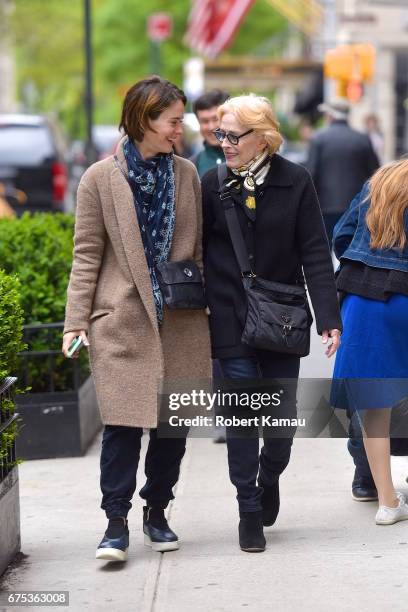 Sarah Paulson and girlfriend Holland Taylor seen out in Manhattan on April 30, 2017 in New York City.