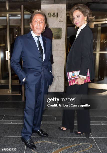 Fashion designer Valentino is seen on the streets of Manhattan on April 30, 2017 in New York City.