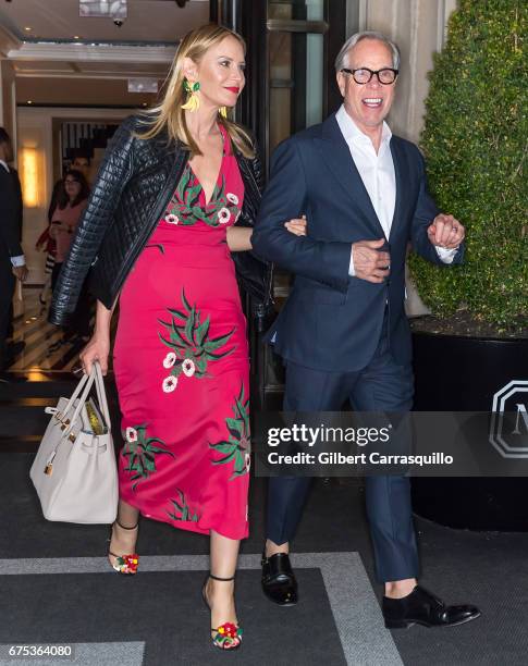 Fashion designers Dee Ocleppo and Tommy Hilfiger are seen on the streets of Manhattan on April 30, 2017 in New York City.