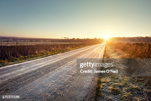 Road and sunrise