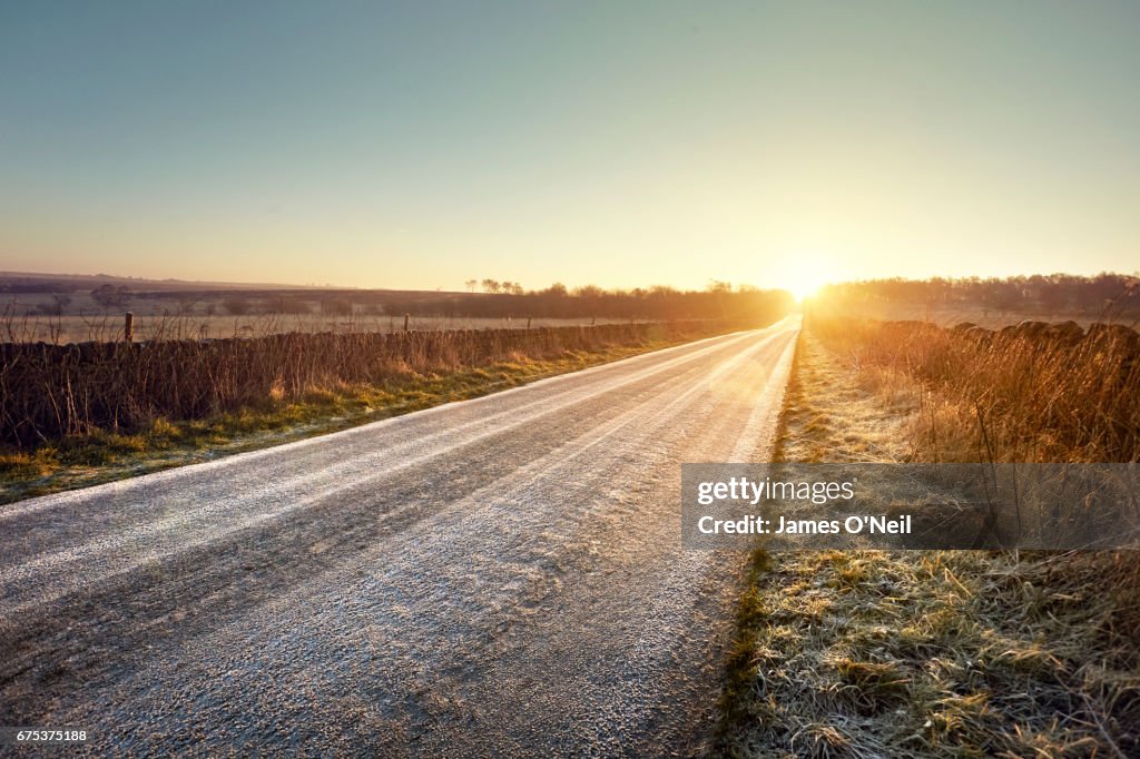 Road and sunrise