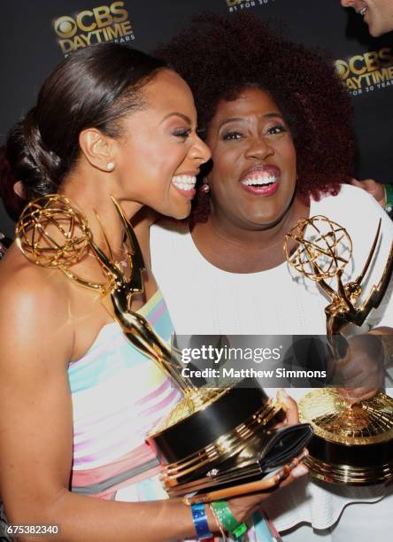 Actors Nischelle Turner and Sheryl Underwood attend the CBS Daytime Emmy after party at Pasadena Civic Auditorium on April 30, 2017 in Pasadena,...