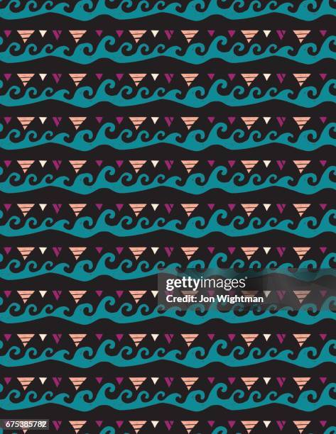 stockillustraties, clipart, cartoons en iconen met etnische naadloze patroon - hawaiian print fabric