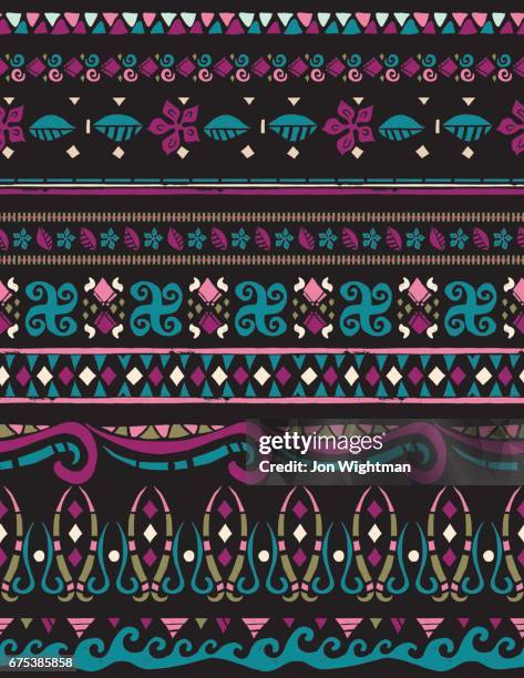 stockillustraties, clipart, cartoons en iconen met etnische naadloze patroon - hawaiian print fabric