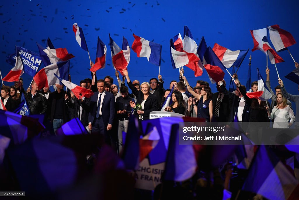 Presidential Candidate Marine Le Pen Holds A Rally Meeting In Villepinte