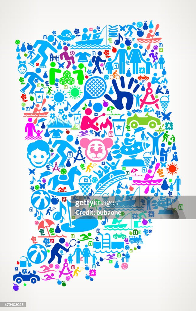 Indiana Family Vacation and Summer Fun Icons Background