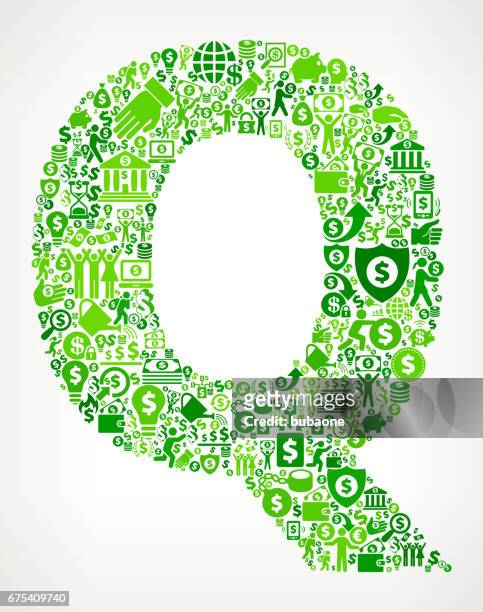 letter q money and finance green vector icon background - flipping a coin stock illustrations
