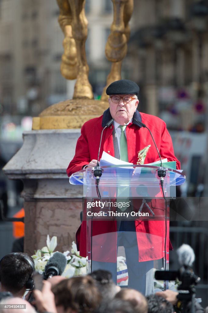 First Of May National Day, France's Far-right Political Party Front National (FN) Founder Jean-Marie Le Pen Honors Jeanne d'Arc