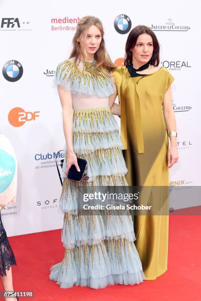 Lilith Stangenberg and Nicolette Krebitz during the Lola - German Film Award red carpet arrivals at Messe Berlin on April 28, 2017 in Berlin, Germany.