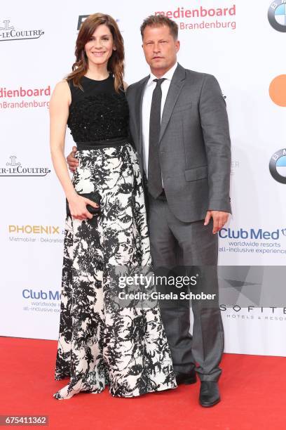 Til Schweiger and Christina Hecke during the Lola - German Film Award red carpet arrivals at Messe Berlin on April 28, 2017 in Berlin, Germany.